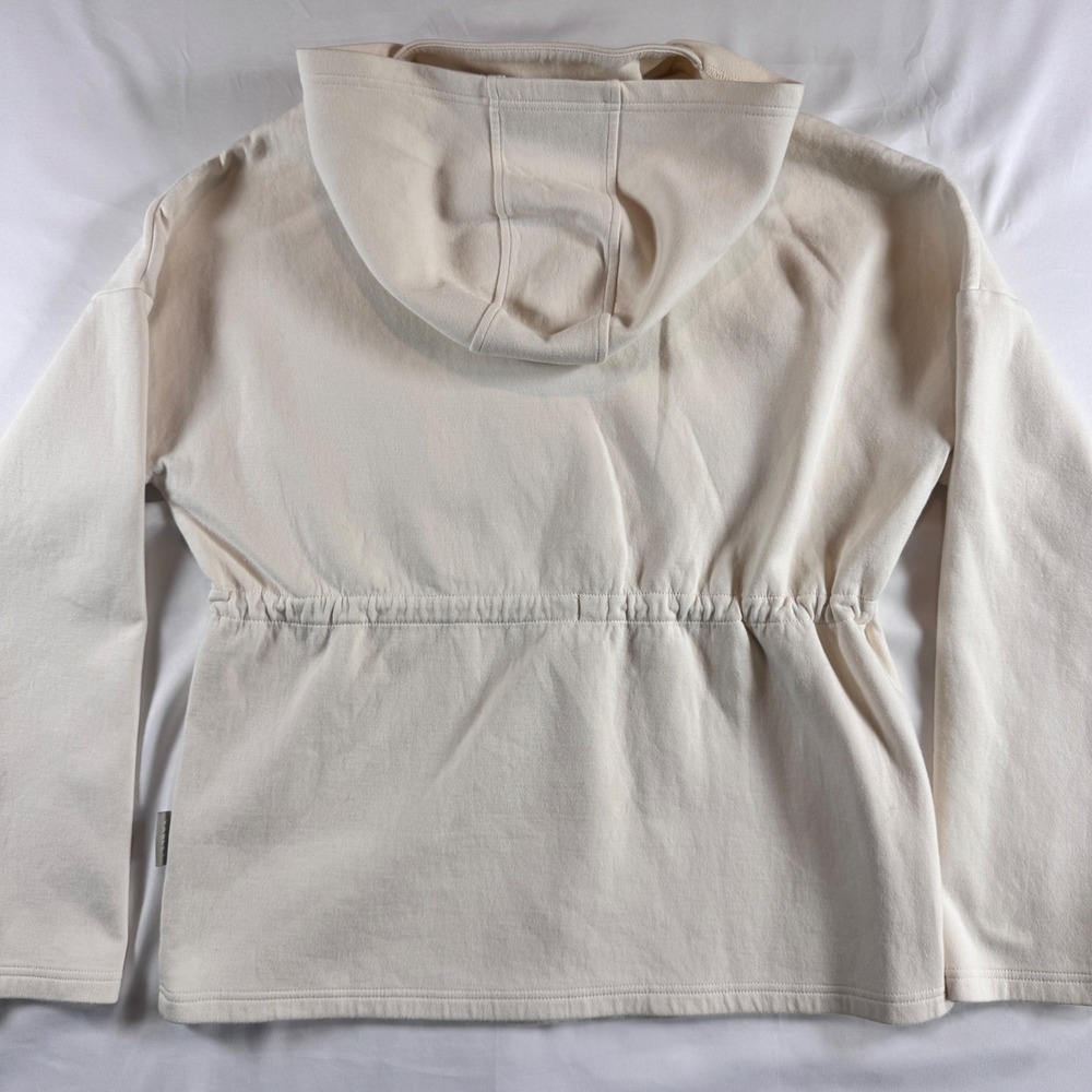 Varley Hoodie Women Small Cream Drawstring Waist Mock Neck Face Cover Pullover - Picture 4 of 9